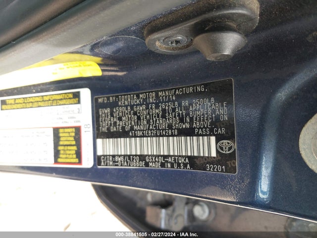 Toyota Avalon Xle Touring 2015 4T1BK1EB2FU142818 Image 9
