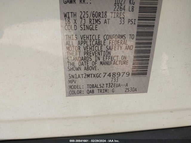 Nissan Rogue Sl 2016 5N1AT2MTXGC748979 Image 9