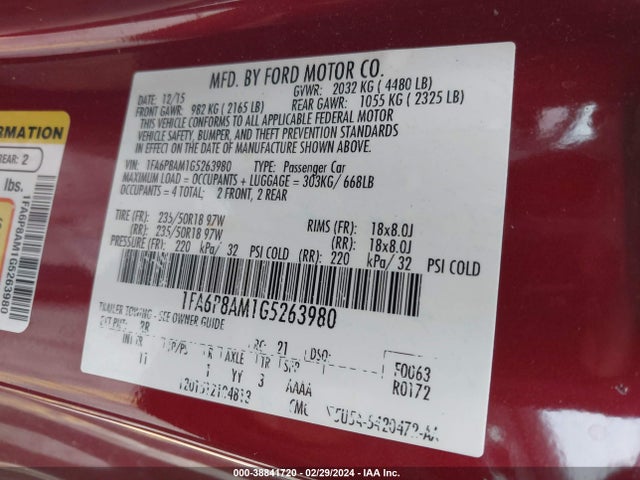 Ford Mustang V6 2016 1FA6P8AM1G5263980 Image 9