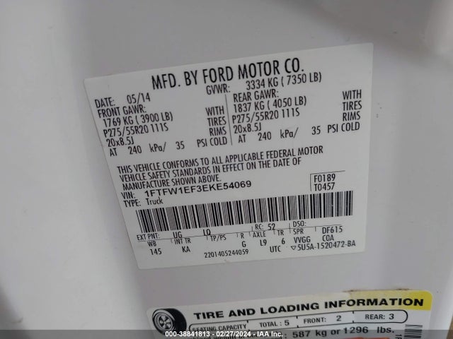Ford F-150 King Ranch 2014 1FTFW1EF3EKE54069 Image 9