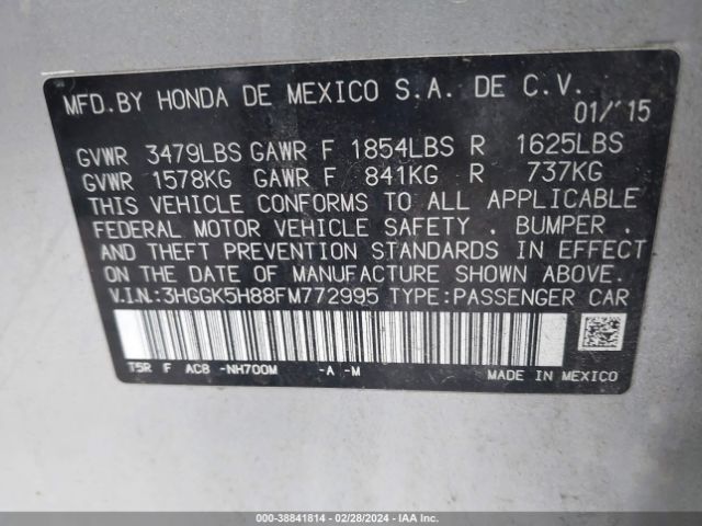3HGGK5H88FM772995 Honda Fit Ex/ex-l