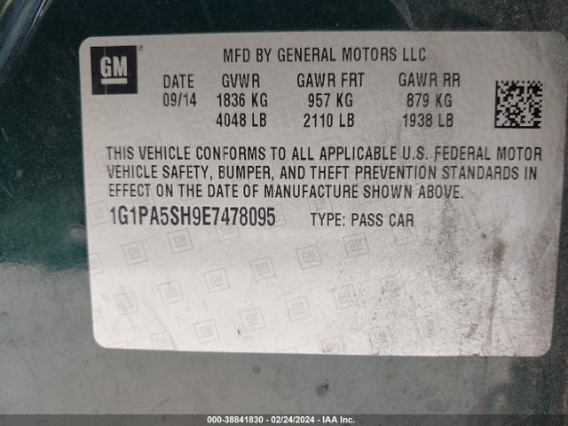 Chevrolet Cruze Ls Auto 2014 1G1PA5SH9E7478095 Image 9