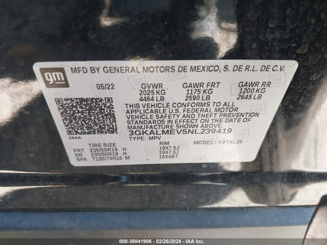 3GKALMEV5NL239419 GMC Terrain Fwd Sle