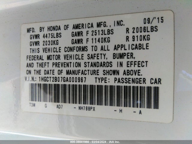 Honda Accord Touring 2016 1HGCT2B07GA000967 Image 9