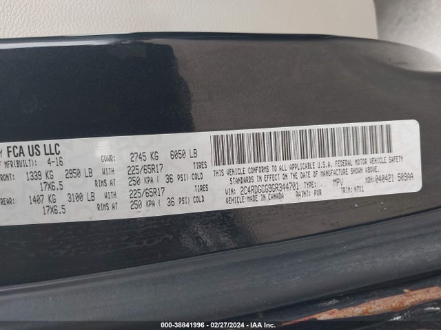 Dodge Grand Caravan Sxt 2016 2C4RDGCG9GR344701 Image 9