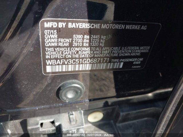 BMW 535d Xdrive 2016 WBAFV3C51GD687171 Image 9
