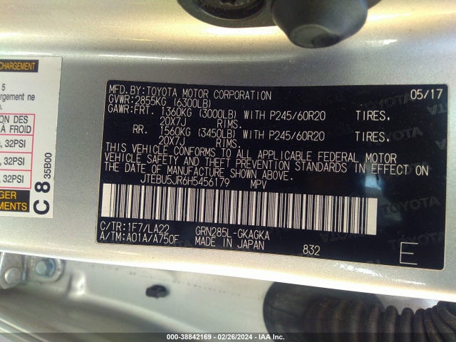 Toyota 4runner Limited 2017 JTEBU5JR6H5456179 Image 9