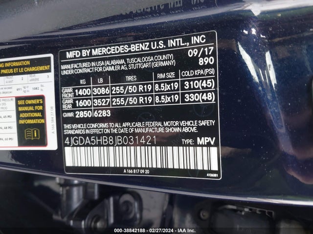 4JGDA5HB8JB031421 Mercedes-Benz Gle 350 4matic
