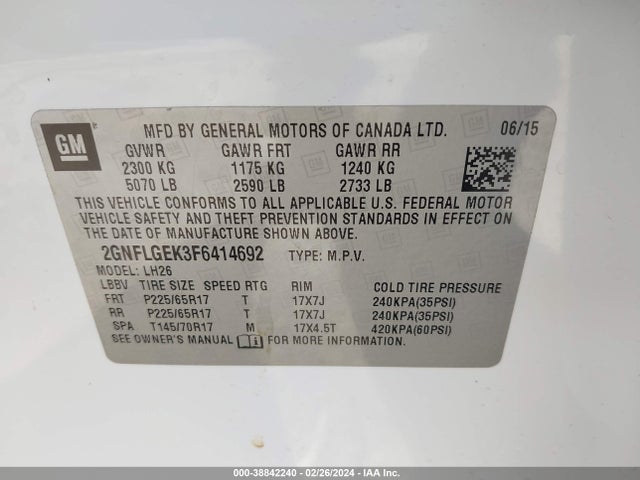 Chevrolet Equinox 2lt 2015 2GNFLGEK3F6414692 Image 9