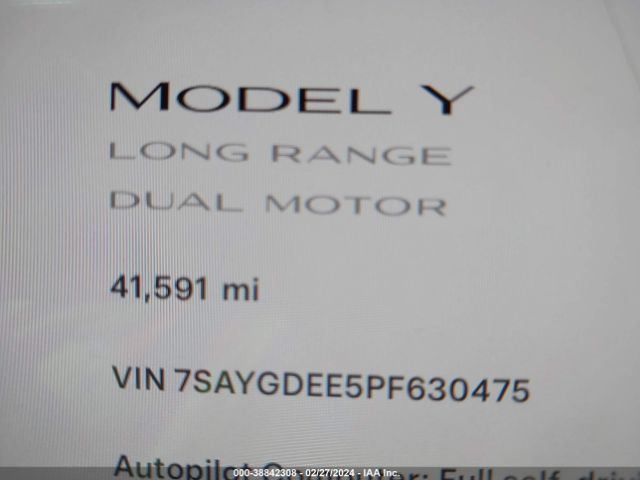 7SAYGDEE5PF630475 Tesla Model Y Awd/long Range Dual Motor All-wheel Drive