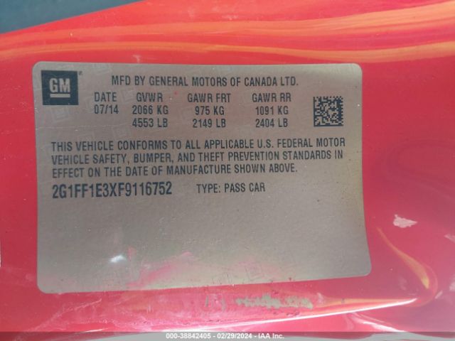 2015 CHEVROLET CAMARO 2G1FF1E3XF9116752 Photo 8