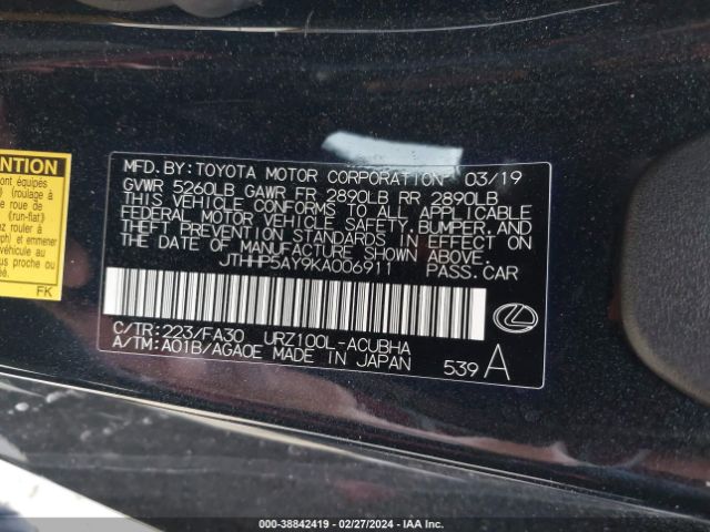 JTHHP5AY9KA006911 Lexus LC 500