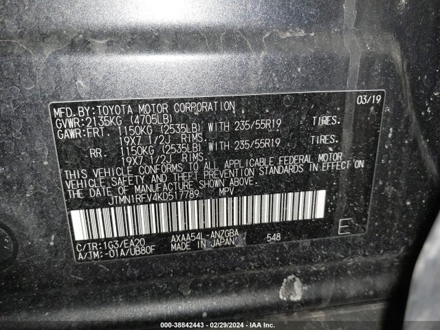Toyota Rav4 Limited 2019 JTMN1RFV4KD517789 Image 9