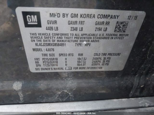 KL4CJ2SMXGB584891 Buick Encore Sport Touring