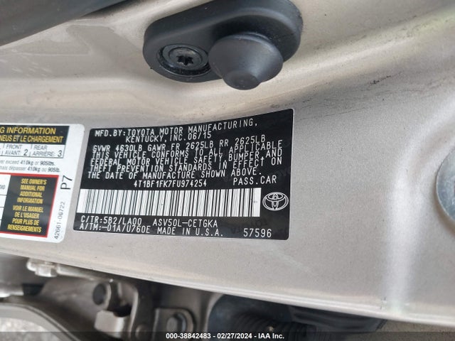 Toyota CAMRY XLE 2015 4T1BF1FK7FU974254 Image 9