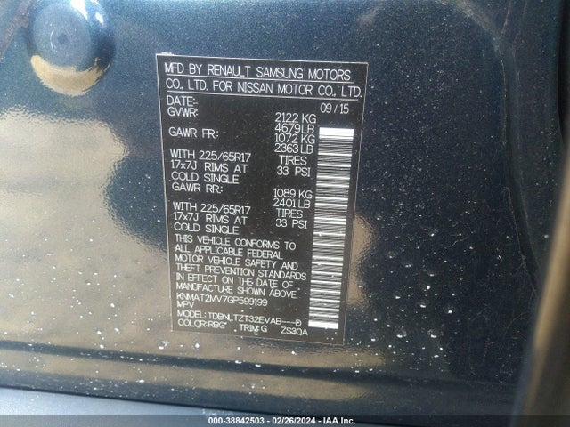 Nissan ROGUE SV 2016 KNMAT2MV7GP599199 Image 9