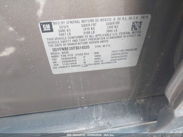 Cadillac Srx Luxury Collection 2015 3GYFNBE3XFS614320 Image 9