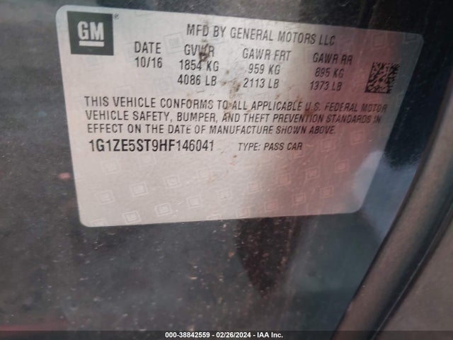 Chevrolet MALIBU 1LT 2017 1G1ZE5ST9HF146041 Image 9