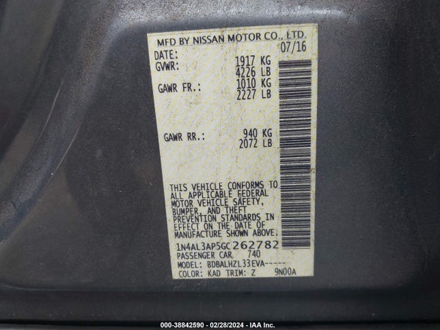 Nissan Altima 2.5 Sr 2016 1N4AL3AP5GC262782 Image 9