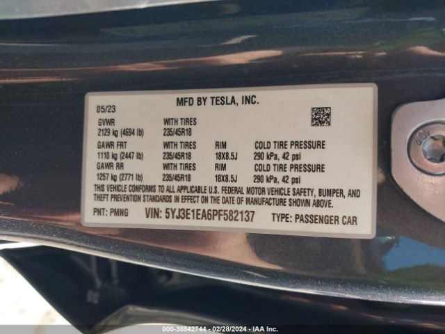 5YJ3E1EA6PF582137 Tesla Model 3 Rear-wheel Drive