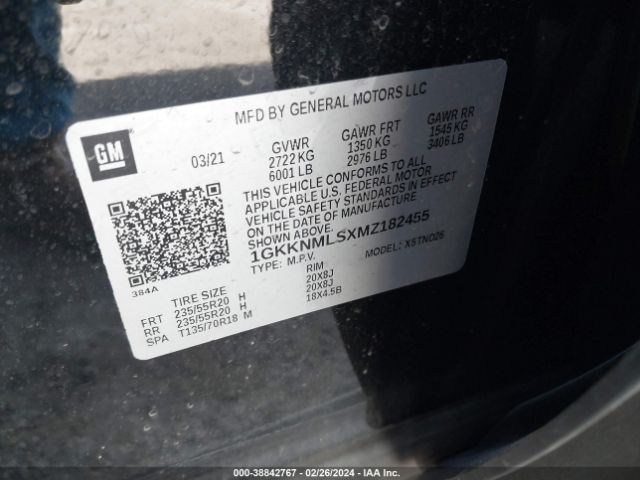 1GKKNMLSXMZ182455 GMC Acadia Fwd Slt