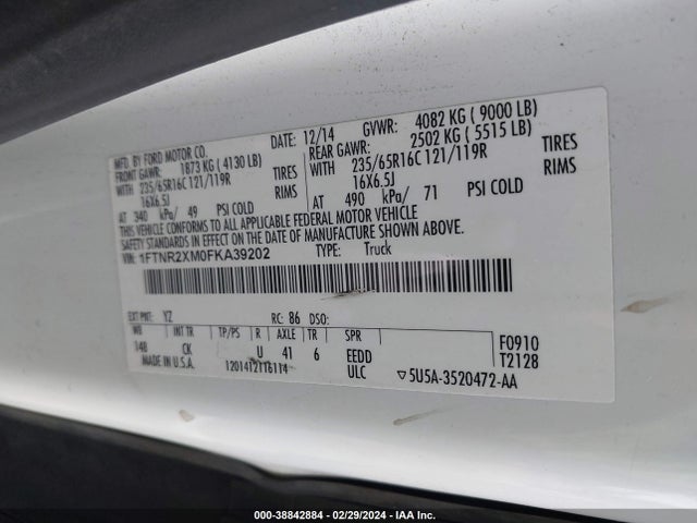 Ford Transit-250 2015 1FTNR2XM0FKA39202 Image 9