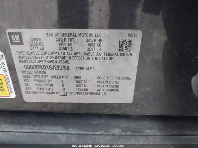 1GKKRPKDXGJ290750 GMC Acadia Sle-2
