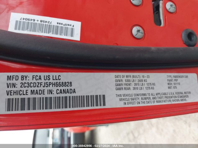 2C3CDZFJ5PH668828 Dodge Challenger R/t Scat Pack