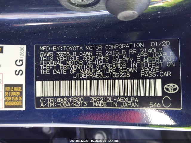 Toyota COROLLA LE 2020 JTDEPRAE3LJ102228 Image 9