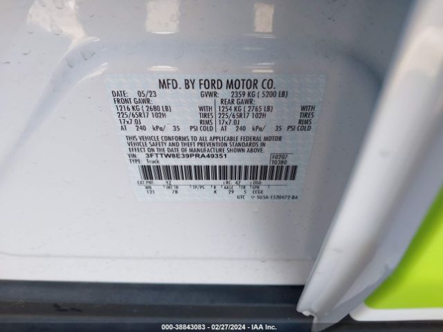 3FTTW8E39PRA49351 Ford Maverick Xlt
