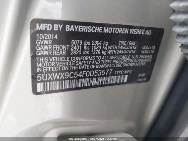 5UXWX9C54F0D53577 BMW X3 Xdrive28i