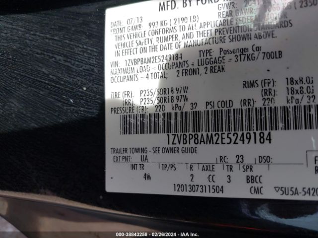 1ZVBP8AM2E5249184 Ford Mustang V6 Premium
