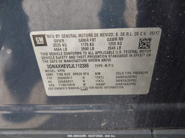 Chevrolet EQUINOX LS 2018 3GNAXHEV5JL112386 Image 9