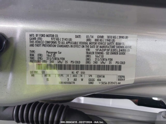 Ford FOCUS SE 2014 1FADP3F22EL245515 Image 9
