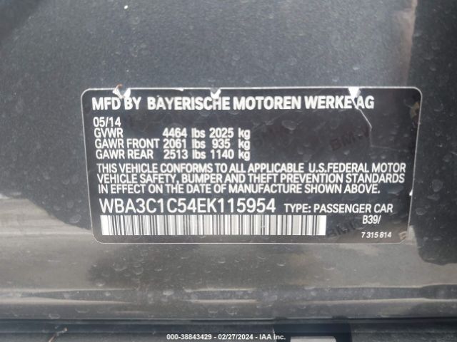 WBA3C1C54EK115954 BMW 328I
