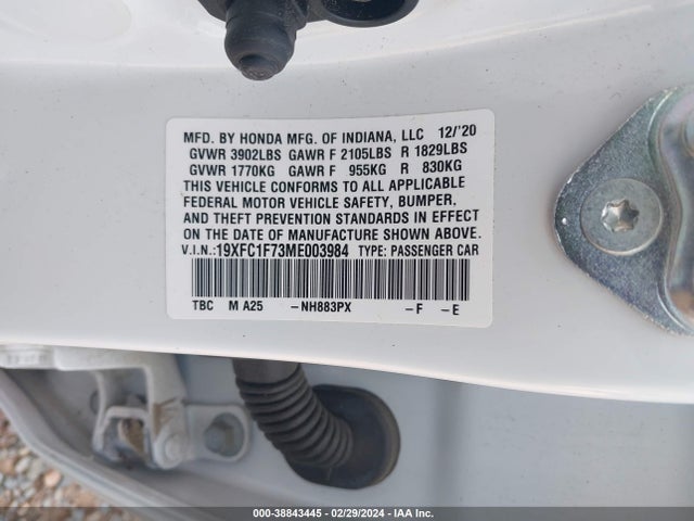Honda Civic Ex-l 2021 19XFC1F73ME003984 Image 9