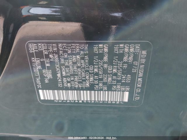 JN8BT3CA7PW424132 Nissan Rogue Sl Fwd