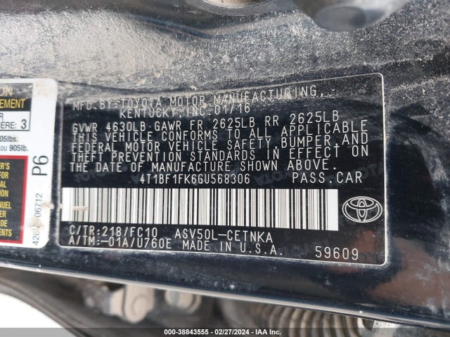 Toyota CAMRY LE 2016 4T1BF1FK6GU568306 Image 9