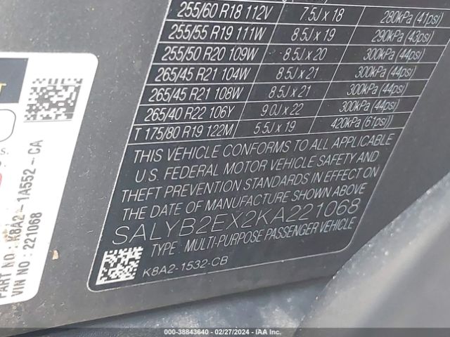 SALYB2EX2KA221068 Land Rover Range Rover Velar P250 S
