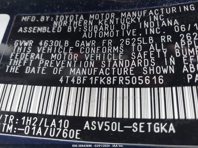 Toyota CAMRY XLE 2015 4T4BF1FK8FR505616 Image 9