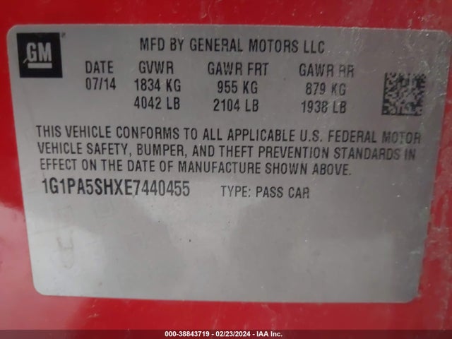 Chevrolet Cruze Ls Auto 2014 1G1PA5SHXE7440455 Image 9