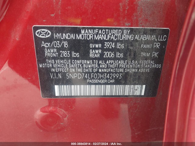 Hyundai ELANTRA SE 2018 5NPD74LF0JH342993 Image 9