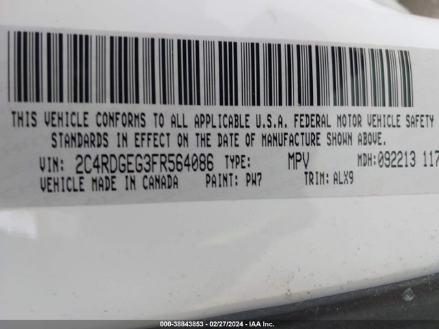 Dodge Grand Caravan R/t 2015 2C4RDGEG3FR564086 Image 9
