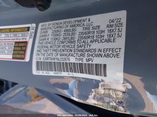 5J6RT6H81NL032676 Honda Cr-v Hybrid Ex-l