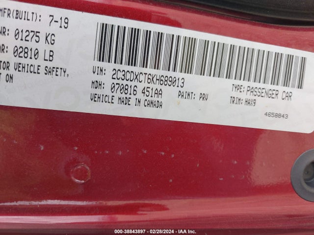 Dodge CHARGER R/T 2019 2C3CDXCT6KH689013 Image 9
