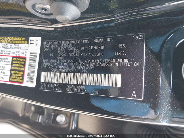 Toyota Highlander L 2023 5TDKDRAH8PS522212 Image 9