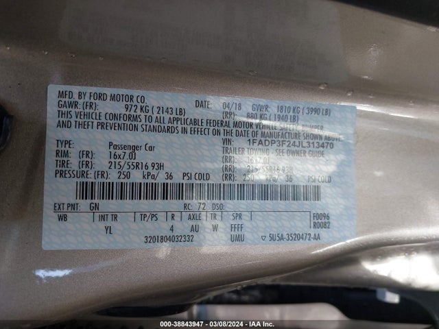 Ford FOCUS SE 2018 1FADP3F24JL313470 Image 9
