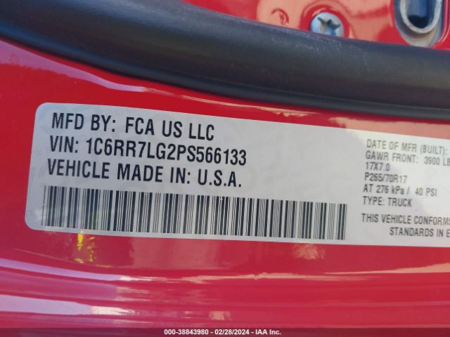 1C6RR7LG2PS566133 RAM 1500 Classic Slt  4x4 5'7 Box