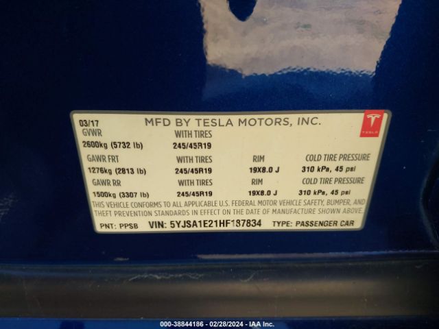5YJSA1E21HF187834 Tesla Model S 100d/60d/75d/90d/p100d