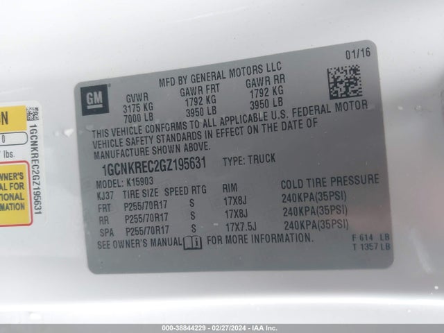 Chevrolet Silverado 1500 1lt 2016 1GCNKREC2GZ195631 Image 9